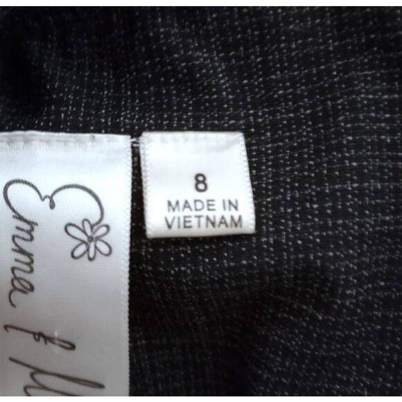 EMMA & MICHELE CHARCOAL RUFFLE MIDI DRESS SZ.8 EUC. - Picture 8 of 10